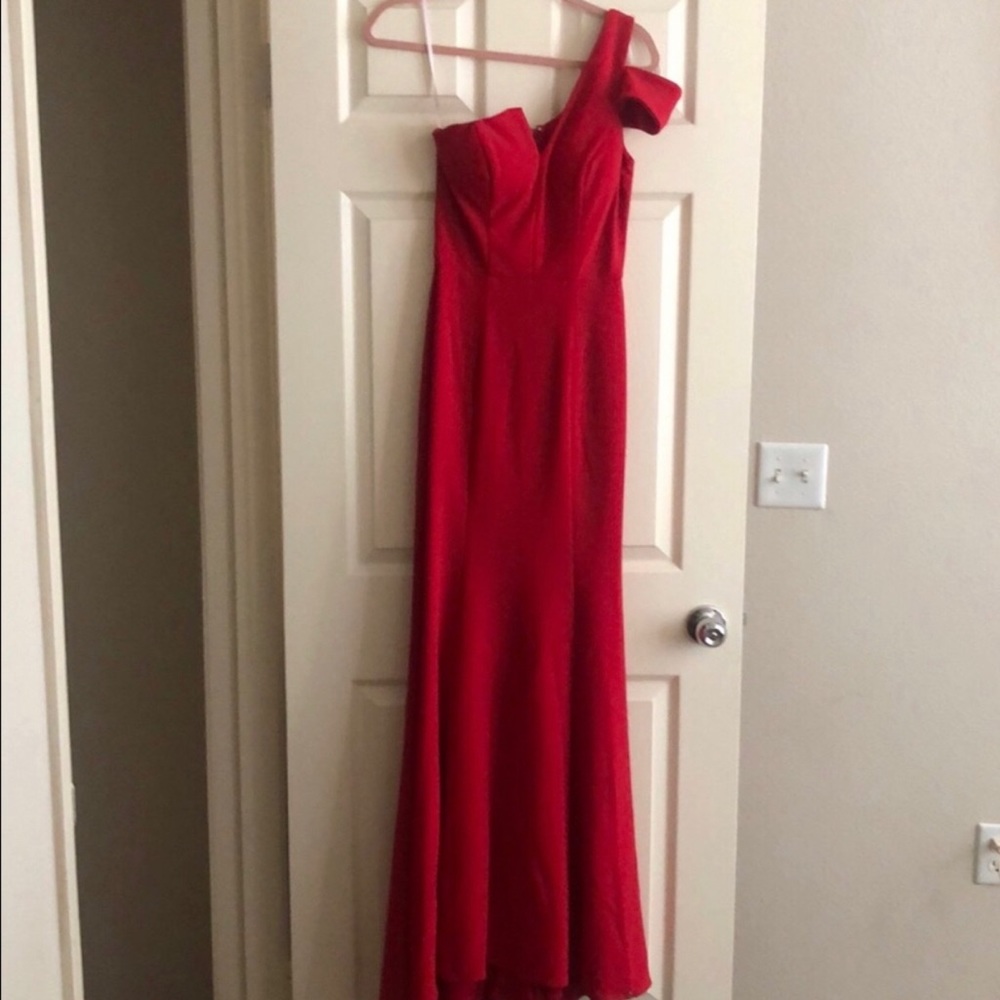 Betsy & Adam | One Shoulder A-Line Formal Gown